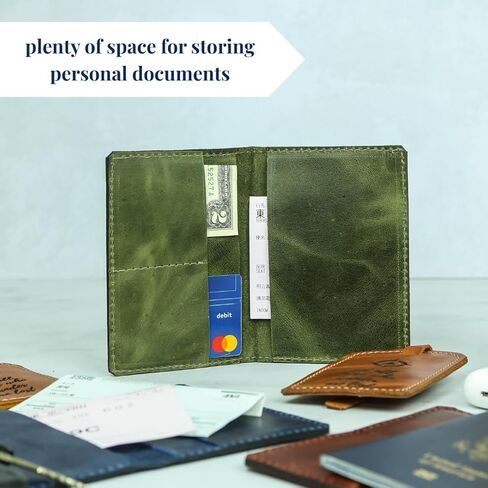 Genuine Leather Passport Wallet for Women or Men – Handmade – Full-Grain Leather Passport Holder (Dark Blue) in Saudi Arabia
