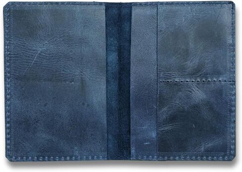Genuine Leather Passport Wallet for Women or Men – Handmade – Full-Grain Leather Passport Holder (Dark Blue) in Saudi Arabia