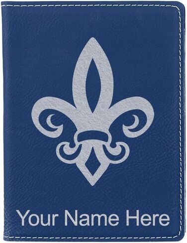 LaserGram Faux Leather Passport Holder, Fleur de Lis, Personalized Engraving Included (Dark Purple) in Saudi Arabia