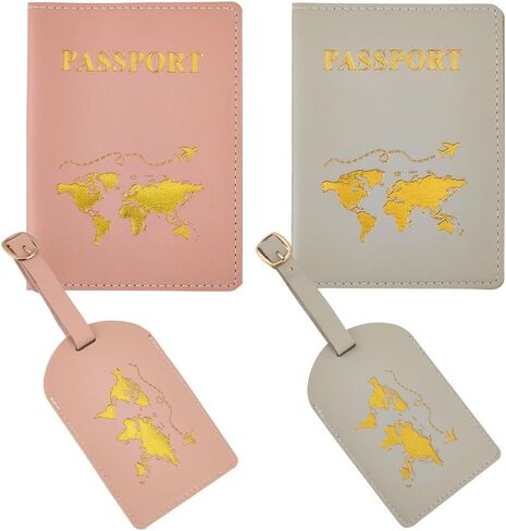 2 Set Mr and Mrs PU Leather Passport Covers Luggage Tags Honeymoon Plane Travel Holder Set Card Holder Books Case Protector Sleeve with Suitcase Travel ID Labels Black White for Couples Gift in Saudi Arabia