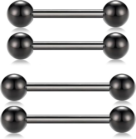 G23 Titanium Straight Barbell,Internally Threaded Nipple & Tongue Rings 14G |12mm 14mm 16mm | 5mm Balls | 9 Colors-Hypoallergenic,Sold as Pair in Saudi Arabia