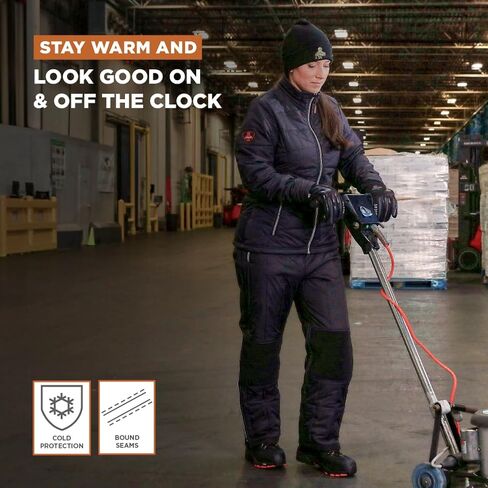 سترة نسائية مبطنة من RefrigiWear - معطف شتوي معزول مع بطانة عاكسة وجيوب بسحاب وأساور أكمام بفتحة الإبهام in Kuwait