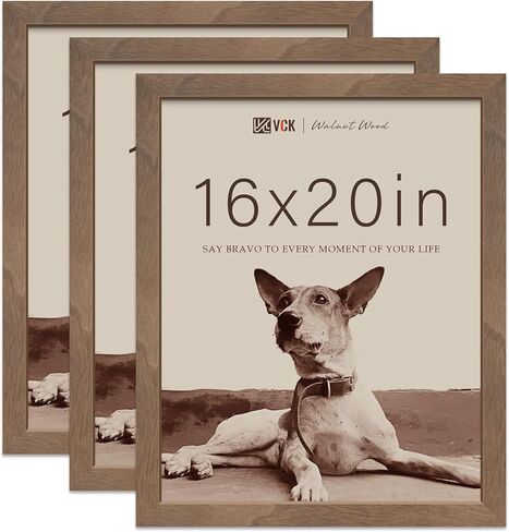 إطارات صور للحائط مقاس 16 × 20 من VCK - 3 قطع من خشب الجوز البني، إطار ملصق من الخشب الصلب ذو ملمس طبيعي in Kuwait