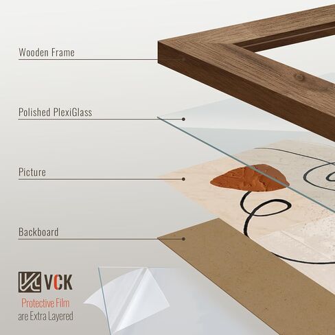 إطارات صور للحائط مقاس 16 × 20 من VCK - 3 قطع من خشب الجوز البني، إطار ملصق من الخشب الصلب ذو ملمس طبيعي in Kuwait