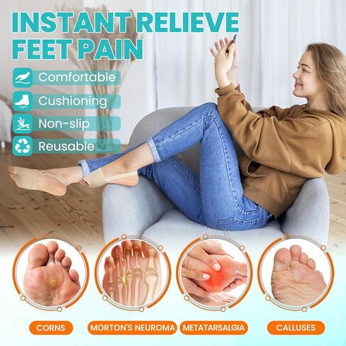 Metatarsal Pads for Women & Men - Non-Slip Ball of Foot Cushion for Morton's Neuroma, Pain Relief, Metatarsalgia - Thickened Foot Pads for Walking, Standing, Running - 2 Pair (Large) in Saudi Arabia