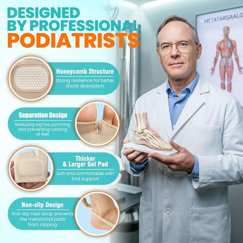 Metatarsal Pads for Women & Men - Non-Slip Ball of Foot Cushion for Morton's Neuroma, Pain Relief, Metatarsalgia - Thickened Foot Pads for Walking, Standing, Running - 2 Pair (Large) in Saudi Arabia
