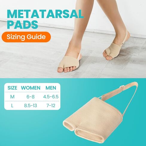 Metatarsal Pads for Women & Men - Non-Slip Ball of Foot Cushion for Morton's Neuroma, Pain Relief, Metatarsalgia - Thickened Foot Pads for Walking, Standing, Running - 2 Pair (Large) in Saudi Arabia