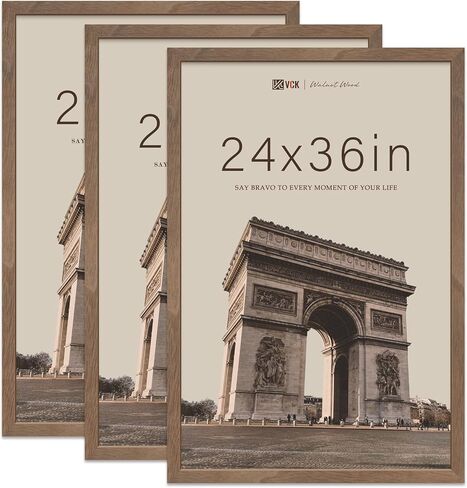 إطارات صور للحائط مقاس 16 × 20 من VCK - 3 قطع من خشب الجوز البني، إطار ملصق من الخشب الصلب ذو ملمس طبيعي in Kuwait