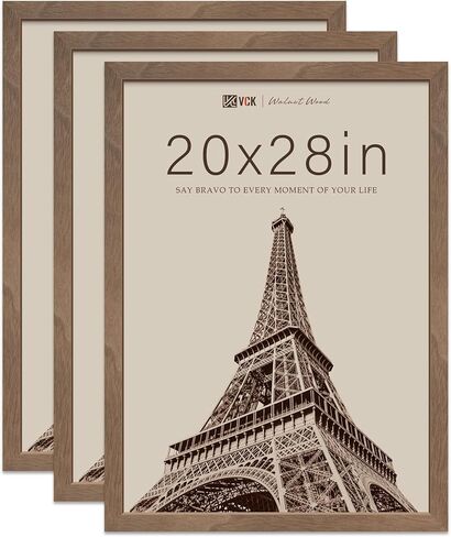 إطارات صور للحائط مقاس 16 × 20 من VCK - 3 قطع من خشب الجوز البني، إطار ملصق من الخشب الصلب ذو ملمس طبيعي in Kuwait