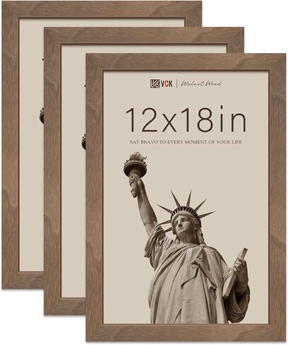 إطارات صور للحائط مقاس 16 × 20 من VCK - 3 قطع من خشب الجوز البني، إطار ملصق من الخشب الصلب ذو ملمس طبيعي in Kuwait