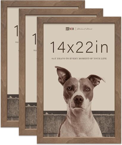 إطارات صور للحائط مقاس 16 × 20 من VCK - 3 قطع من خشب الجوز البني، إطار ملصق من الخشب الصلب ذو ملمس طبيعي in Kuwait