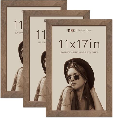 إطارات صور للحائط مقاس 16 × 20 من VCK - 3 قطع من خشب الجوز البني، إطار ملصق من الخشب الصلب ذو ملمس طبيعي in Kuwait
