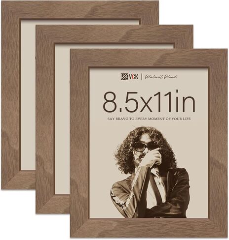 إطارات صور للحائط مقاس 16 × 20 من VCK - 3 قطع من خشب الجوز البني، إطار ملصق من الخشب الصلب ذو ملمس طبيعي in Kuwait