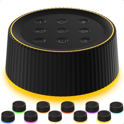 BGOVERSS White Sound Machine with 26 Soothing Sounds, 10 Colors Night Light Noise Machine for Adults Baby Kids, Sleep Machines with 6 Timers Portable Plug for Baby, Adults, Home Office Travel, Black in Saudi Arabia