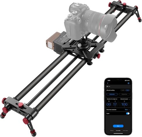 NEEWER 47.2"/120cm Motorized Camera Slider, App Wireless Control DSLR Carbon Fiber Dolly Rail Slider with 4400mAh F750 Battery (Charger Not Included), Support Video Mode, Time Lapse Photography, ER1 in Kuwait