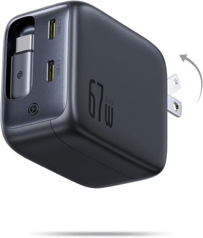 Baseus 30W Dual Port USB C PD Charger Block, Fast Compact with Foldable Plug for iPad Pro/Air/Mini, iPhone 15/15 Pro/15 Pro Max/14/14 Pro/14 Pro /13 Pro/12/SE/11/XR/XS, Samsung, Pixel 6, Black in Saudi Arabia