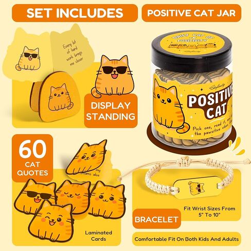 60 Positive Cat Affirmation Cards - Funny Cat Gifts For Women Birthday, Christmas Gifts For People Who Love Cats, Anxiety & Stress Relief Gift For Desk Decor in Saudi Arabia