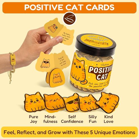 60 Positive Cat Affirmation Cards - Funny Cat Gifts For Women Birthday, Christmas Gifts For People Who Love Cats, Anxiety & Stress Relief Gift For Desk Decor in Saudi Arabia