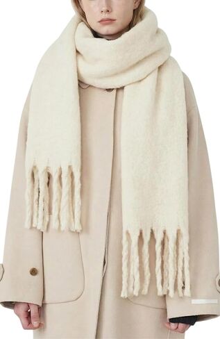 Chunky Scarf for Women Winter Oversized Thick Warm Tassel Scarves Cold Weather Large Blanket Soft Warm Shawl Wraps in Saudi Arabia