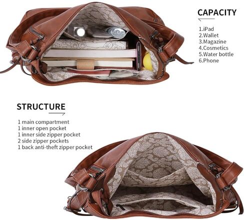 3-Piece Genuine Leather Handbag Set, Convertible Backpack and Crossbody Purse, Hobo Shoulder Tote Collection in Saudi Arabia
