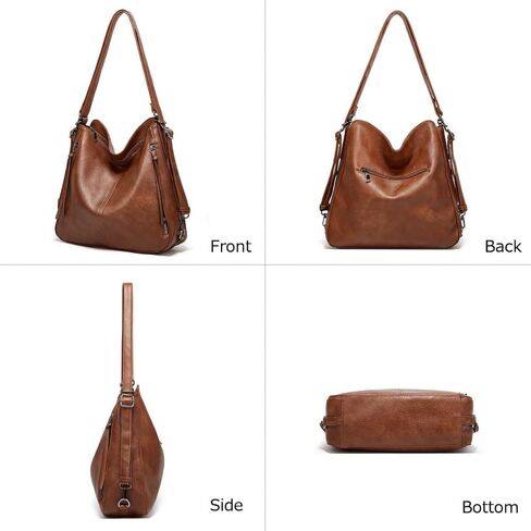 3-Piece Genuine Leather Handbag Set, Convertible Backpack and Crossbody Purse, Hobo Shoulder Tote Collection in Saudi Arabia