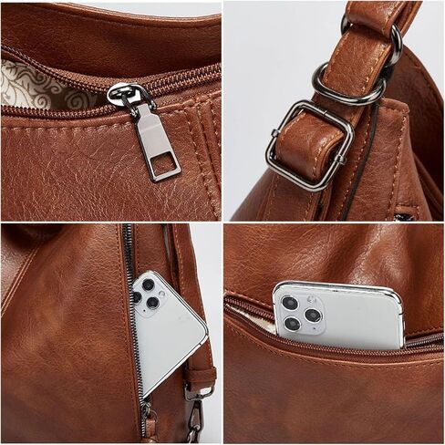 3-Piece Genuine Leather Handbag Set, Convertible Backpack and Crossbody Purse, Hobo Shoulder Tote Collection in Saudi Arabia