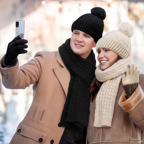 Liitrsh 18 Pcs Winter Beanie Hat Scarf Gloves Set for Women Knitted Hat Warm Scarves Touchscreen Glove for Cold Weather Gift in Saudi Arabia