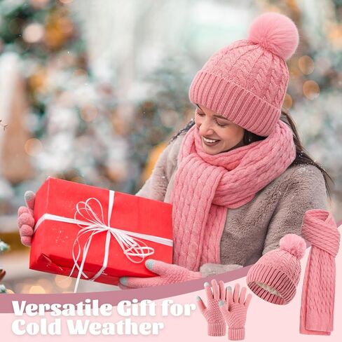 Liitrsh 18 Pcs Winter Beanie Hat Scarf Gloves Set for Women Knitted Hat Warm Scarves Touchscreen Glove for Cold Weather Gift in Saudi Arabia