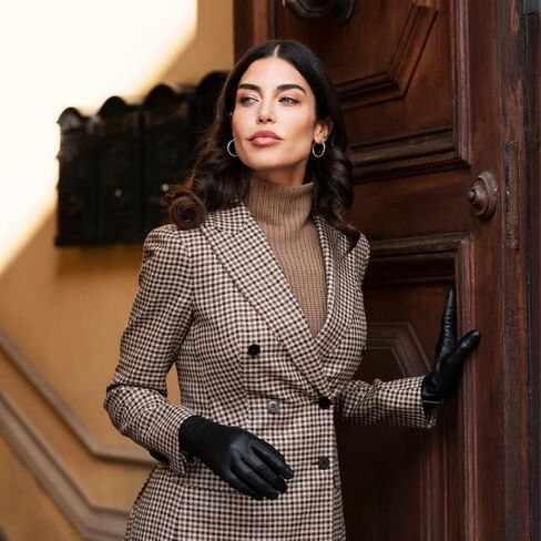Fratelli Orsini Winter Gloves Isabella Black for Women - Lambskin Leather Gloves cashmere lining & touchscreen - color Black in Saudi Arabia