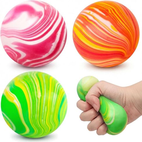 LovesTown Stretchy Stress Ball, 2.5" Squeeze Ball Assorted Colors Dough Ball Fidget Toy for Kids Adult Stress Relief 3 Colors in Saudi Arabia
