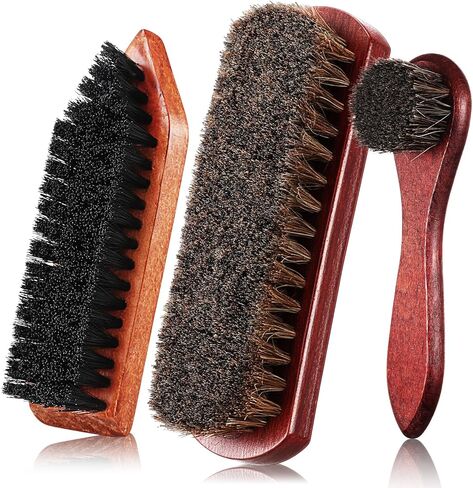 Vesici 3 Pcs Boot Brush Shoe Cleaning Horsehair Brush Wood Handled Shoe Cleaner Tool for Leather Care Dirt Scrubber Women Men Home Accessories in Saudi Arabia