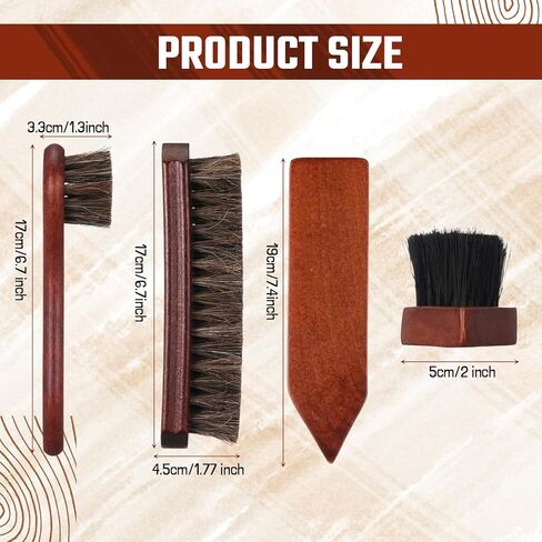 Vesici 3 Pcs Boot Brush Shoe Cleaning Horsehair Brush Wood Handled Shoe Cleaner Tool for Leather Care Dirt Scrubber Women Men Home Accessories in Saudi Arabia