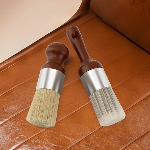 2Pcs Leather Brush - Cleaning & Salve Tool, Soft Bristles (No Scratch) for Furniture | Car Seats, Leather Jackets, Wood Sofa Care – Durable Wood Handle, Multi-Use Home/Auto in Saudi Arabia