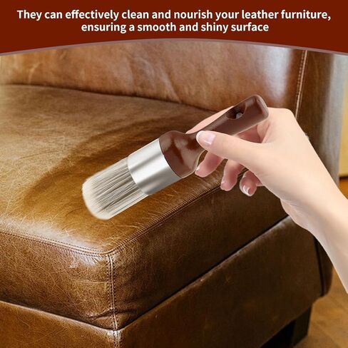 2Pcs Leather Brush - Cleaning & Salve Tool, Soft Bristles (No Scratch) for Furniture | Car Seats, Leather Jackets, Wood Sofa Care – Durable Wood Handle, Multi-Use Home/Auto in Saudi Arabia