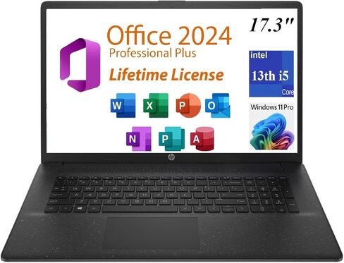 HP 17 Laptop, 17.3" FHD Display, 32GB RAM, 1TB SSD, AMD Ryzen 5 Processor(Beats i7-1165G7, Up to 4.3GHz), Webcam, Numeric Keypad, Long Battery Life, Windows 11 Home, Alpacatec Accessories, Silver in Saudi Arabia