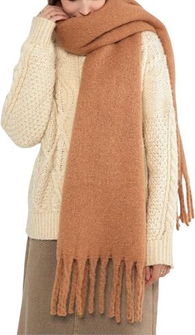 Chunky Scarf for Women Winter Oversized Thick Warm Tassel Scarves Cold Weather Large Blanket Soft Warm Shawl Wraps in Saudi Arabia