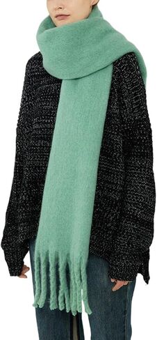 Chunky Scarf for Women Winter Oversized Thick Warm Tassel Scarves Cold Weather Large Blanket Soft Warm Shawl Wraps in Saudi Arabia
