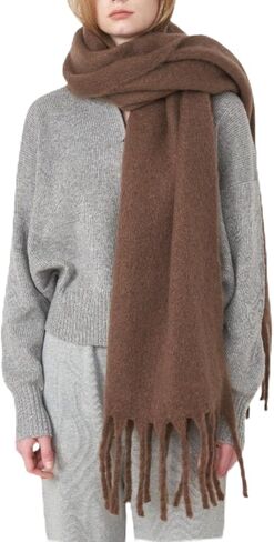 Chunky Scarf for Women Winter Oversized Thick Warm Tassel Scarves Cold Weather Large Blanket Soft Warm Shawl Wraps in Saudi Arabia
