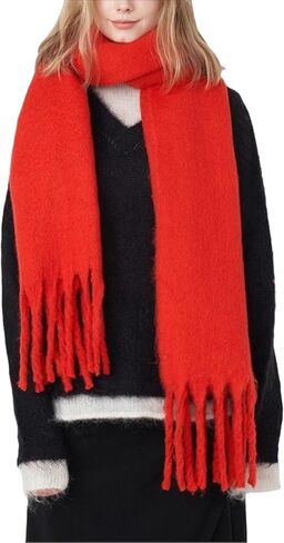 Chunky Scarf for Women Winter Oversized Thick Warm Tassel Scarves Cold Weather Large Blanket Soft Warm Shawl Wraps in Saudi Arabia