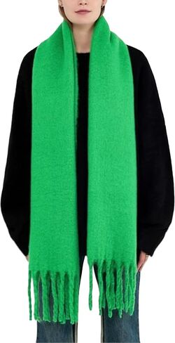 Chunky Scarf for Women Winter Oversized Thick Warm Tassel Scarves Cold Weather Large Blanket Soft Warm Shawl Wraps in Saudi Arabia