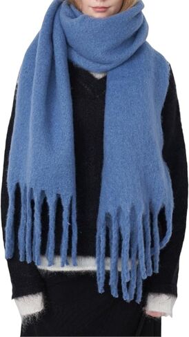 Chunky Scarf for Women Winter Oversized Thick Warm Tassel Scarves Cold Weather Large Blanket Soft Warm Shawl Wraps in Saudi Arabia