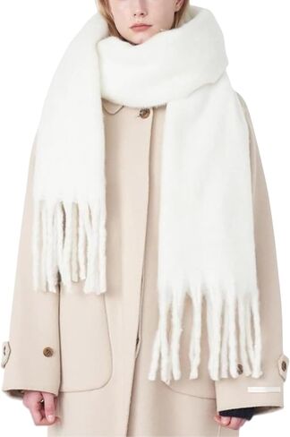 Chunky Scarf for Women Winter Oversized Thick Warm Tassel Scarves Cold Weather Large Blanket Soft Warm Shawl Wraps in Saudi Arabia