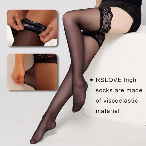 Women’s Black Fishnet Stockings with Silicone Lace Top, Hold-Up Style in Saudi Arabia