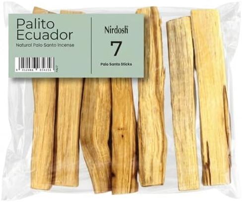NIRDOSH - Palo Santo Sticks Bulk PALITO من الإكوادور - 7 أعواد بخور طبيعية 3.94 بوصة - خشب بالو سانتو الطبيعي لليوجا والتأمل - جرافولينز بورسيرا الأصلية in Kuwait