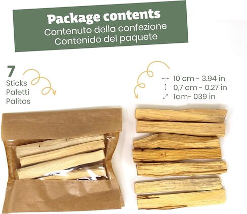 NIRDOSH - Palo Santo Sticks Bulk PALITO من الإكوادور - 7 أعواد بخور طبيعية 3.94 بوصة - خشب بالو سانتو الطبيعي لليوجا والتأمل - جرافولينز بورسيرا الأصلية in Kuwait