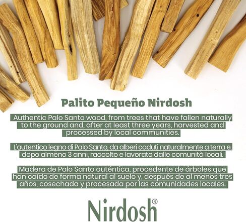 NIRDOSH - Palo Santo Sticks Bulk PALITO من الإكوادور - 7 أعواد بخور طبيعية 3.94 بوصة - خشب بالو سانتو الطبيعي لليوجا والتأمل - جرافولينز بورسيرا الأصلية in Kuwait