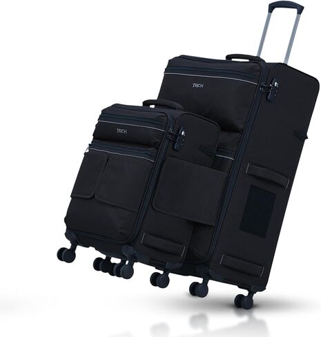 TACH LITE Samba Softside 3 Piece Luggage Set 22/24/28 Inch | Connectable Suitcases with Spinner Wheels | Lightweight Travel Suitcase with Wheels Carry On & Checked Bags | Soft Sided Luggage Set (Red) in Saudi Arabia