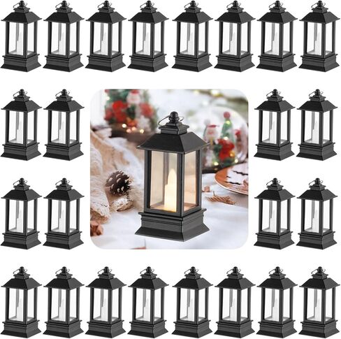 Black Lanterns Decorative Indoor: 24 Pcs Mini Lanterns for Wedding Table Centerpieces Battery Powered Small Led Lights for Party Bulk in Kuwait