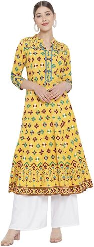 Yash Gallery Women's Rayon Floral Printed Anarkali Kurta in Kuwait