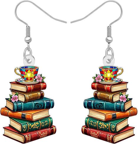 Acrylic Book Earrings Dangle Jewelry Funny Bookshelf Back to School Gifts for Teachers Women Girls Kids Charms in Saudi Arabia